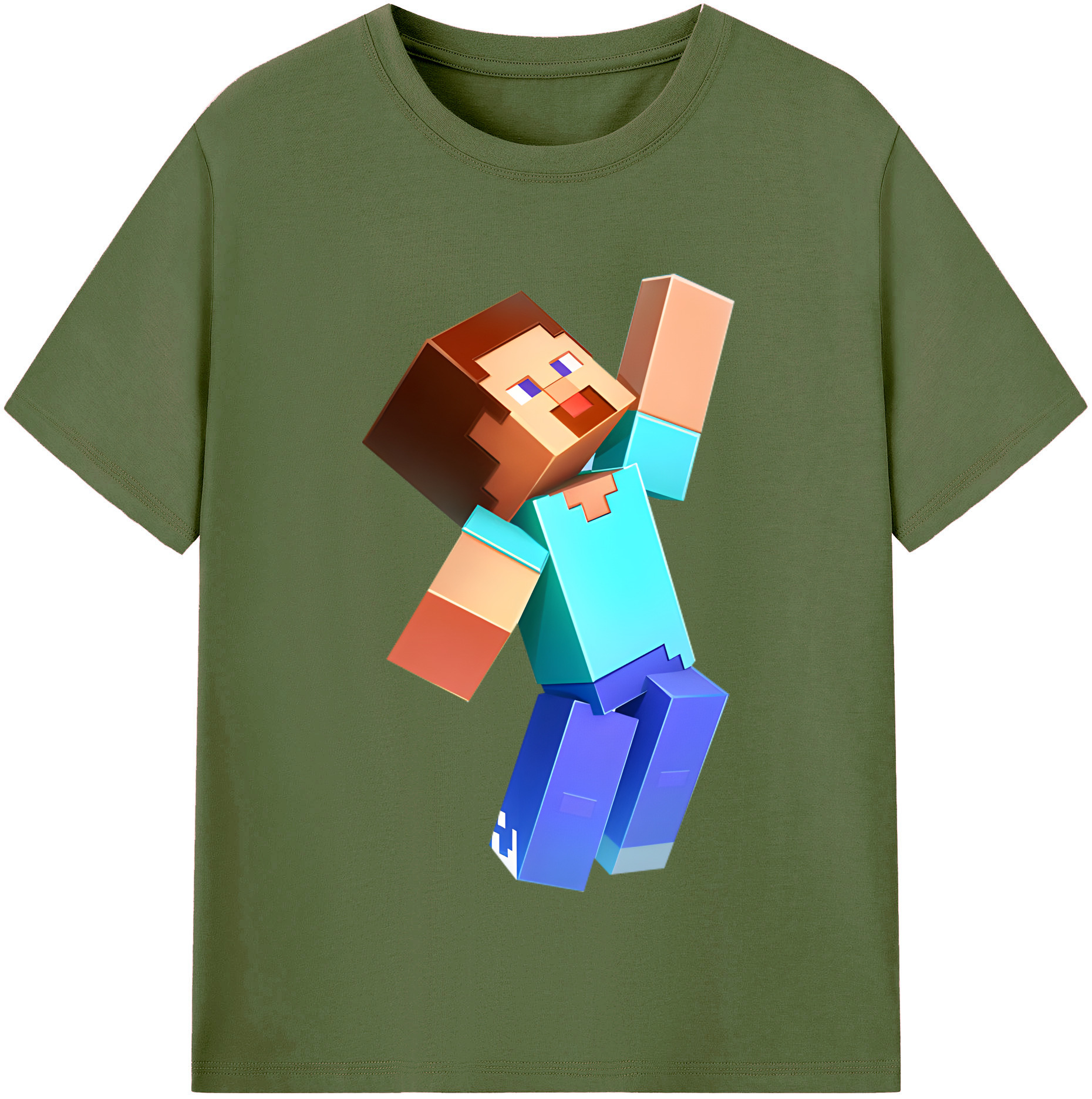 （画像用） マインクラフト ブロックの世界 Minecraft MC Block world 綿100％半袖Tシャツ（フロントプリント）